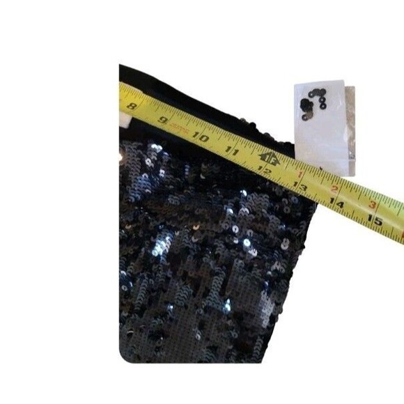 ALICE + OLIVIA SCOOP Black Sequin Pull-On Leggings Pants Mid Rise Sz M New - Picture 5 of 7